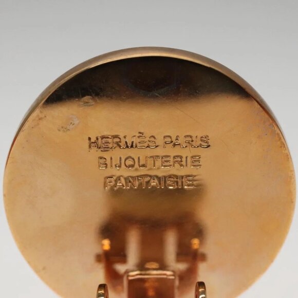 HERMES Earring metal Gold Tone Auth am8309 - Picture 8 of 9
